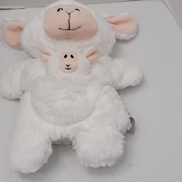 b Boutique by Evergreen Plush Soft Mom Baby Hand Puppet White Lamb Sheep Animal - Picture 4 of 10